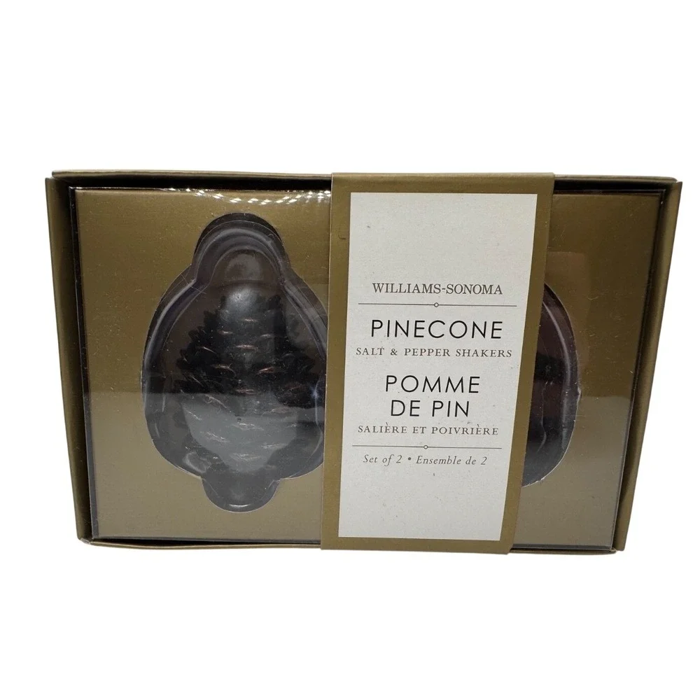 Williams Sonoma Pinecone Salt And Pepper Shakers NEW Old Stock Fall Thanksgiving